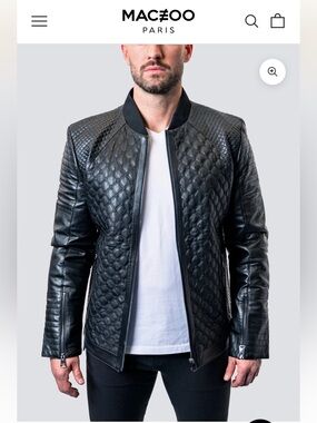 Maceoo Paris Croco Black Leather Jacket NWT Size XXL